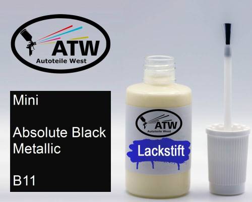 Mini, Absolute Black Metallic, B11: 20ml Lackstift, von ATW Autoteile West.